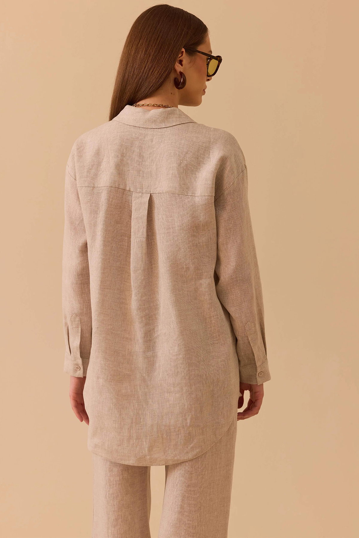 Seçil Kadın Oversize Kesim Gömlek 0036 Bej - 4