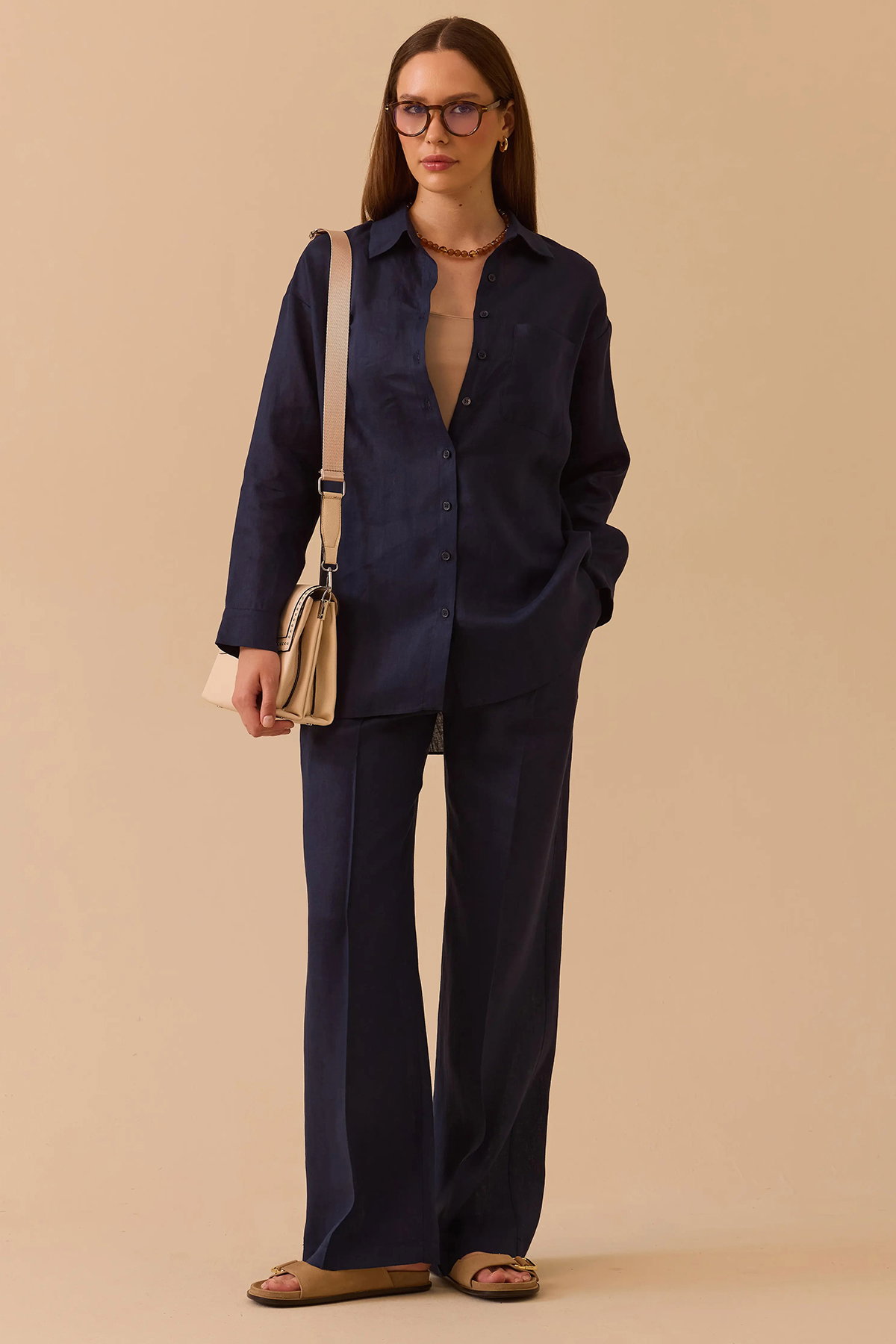 Seçil Kadın Oversize Kesim Gömlek 0036 Lacivert - 1