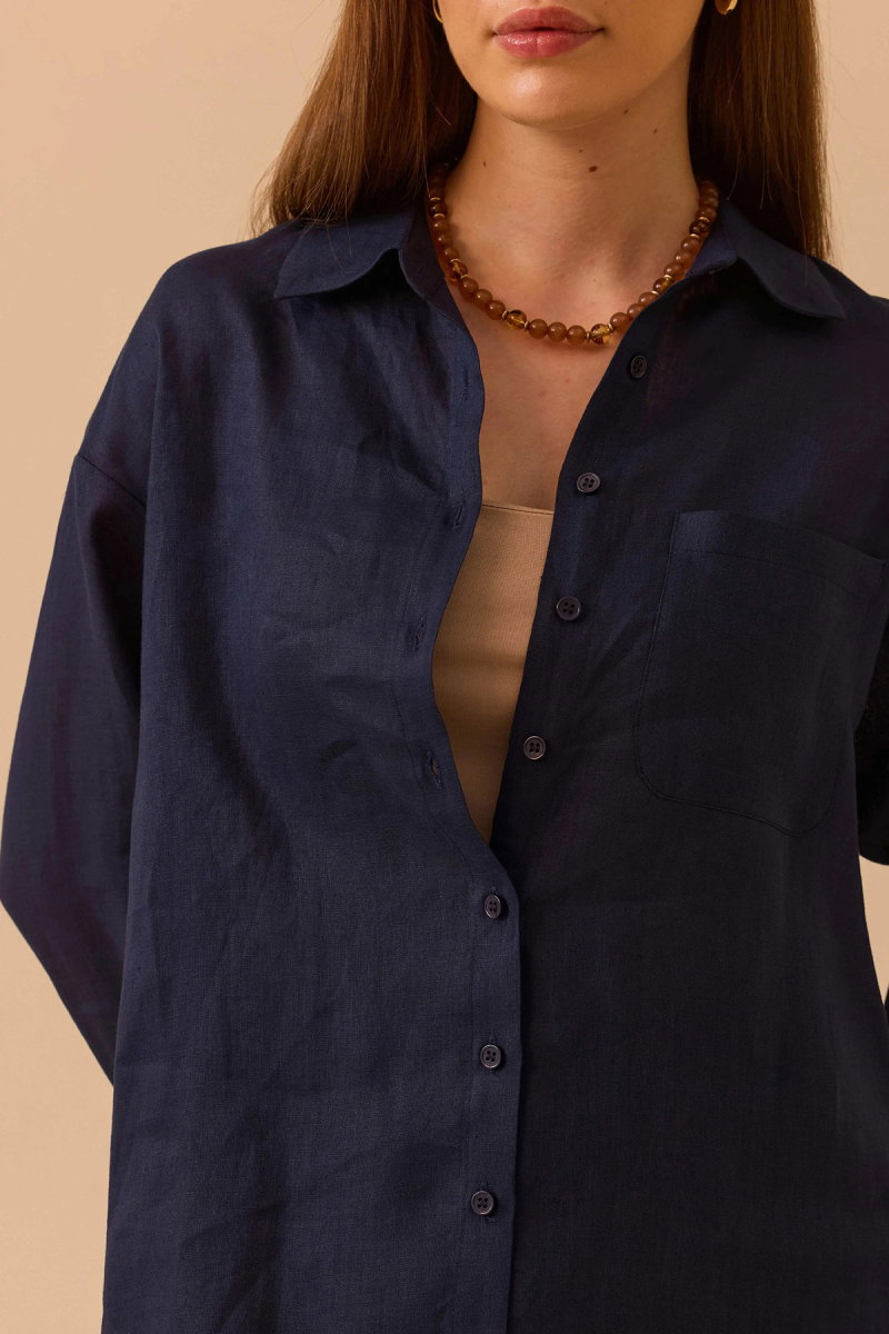 Seçil Kadın Oversize Kesim Gömlek 0036 Lacivert - 3