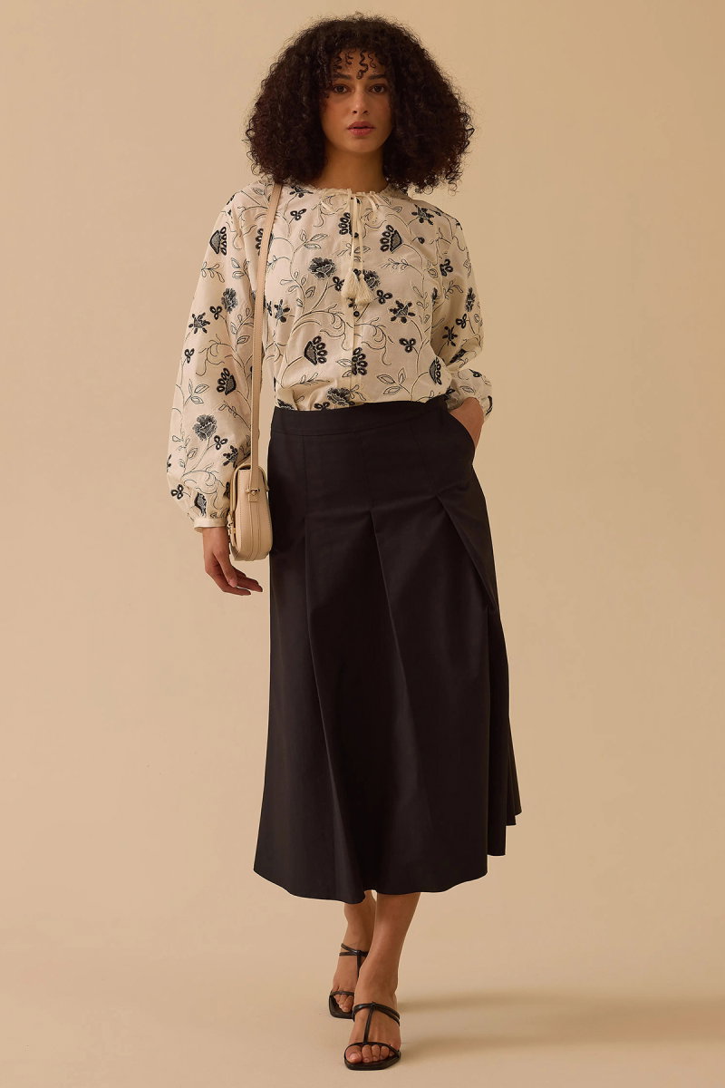 Seçil Kadın Pile Detaylı Cepli Etek 0009 Siyah - Seçil