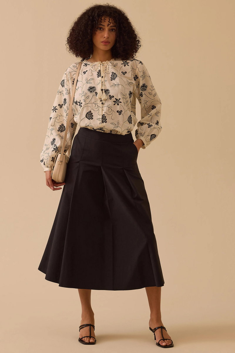 Seçil Kadın Pile Detaylı Cepli Etek 0009 Siyah - 2