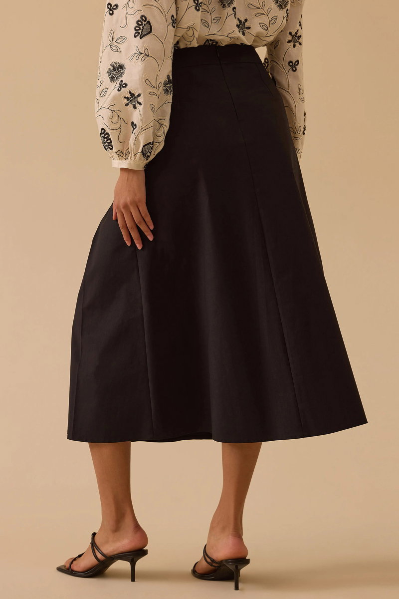 Seçil Kadın Pile Detaylı Cepli Etek 0009 Siyah - 4