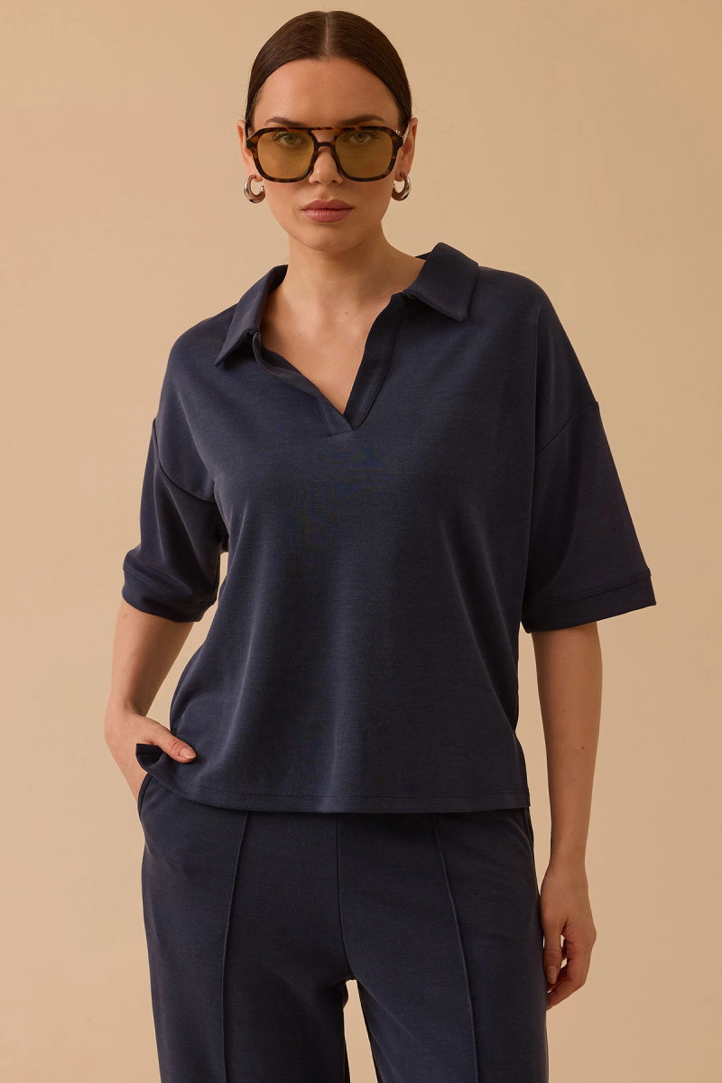 Seçil Kadın Polo Yaka Modal Takım 0002 Lacivert - 2