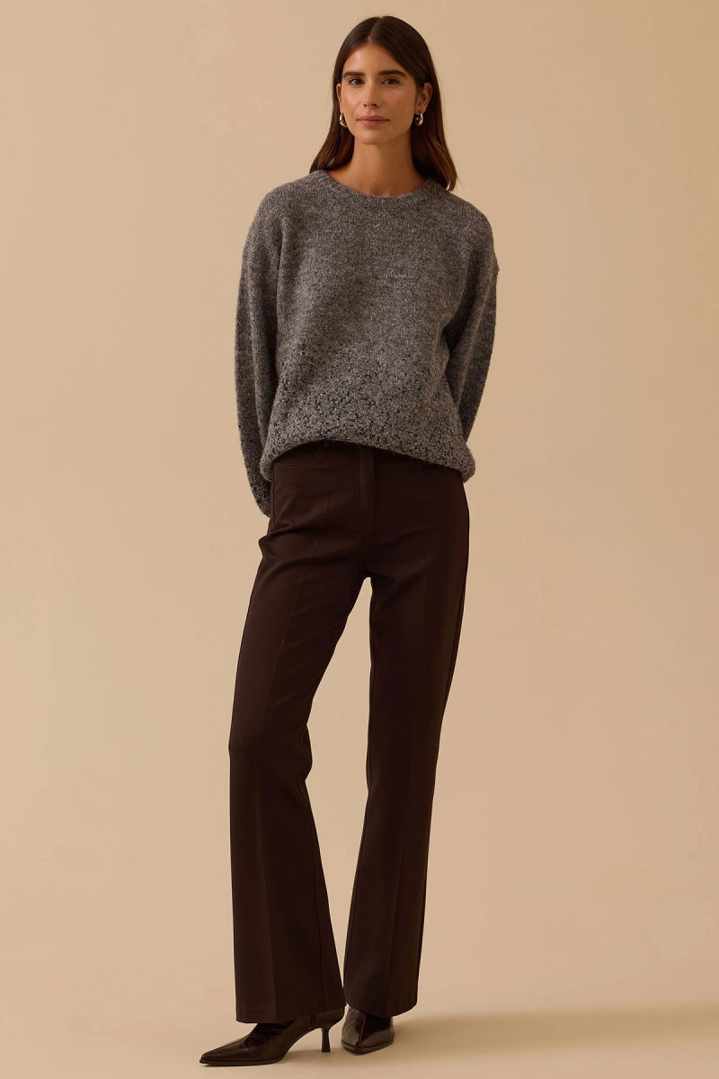 Seçil Kadın Pul Detaylı Triko Kazak 0044 Gri - 2