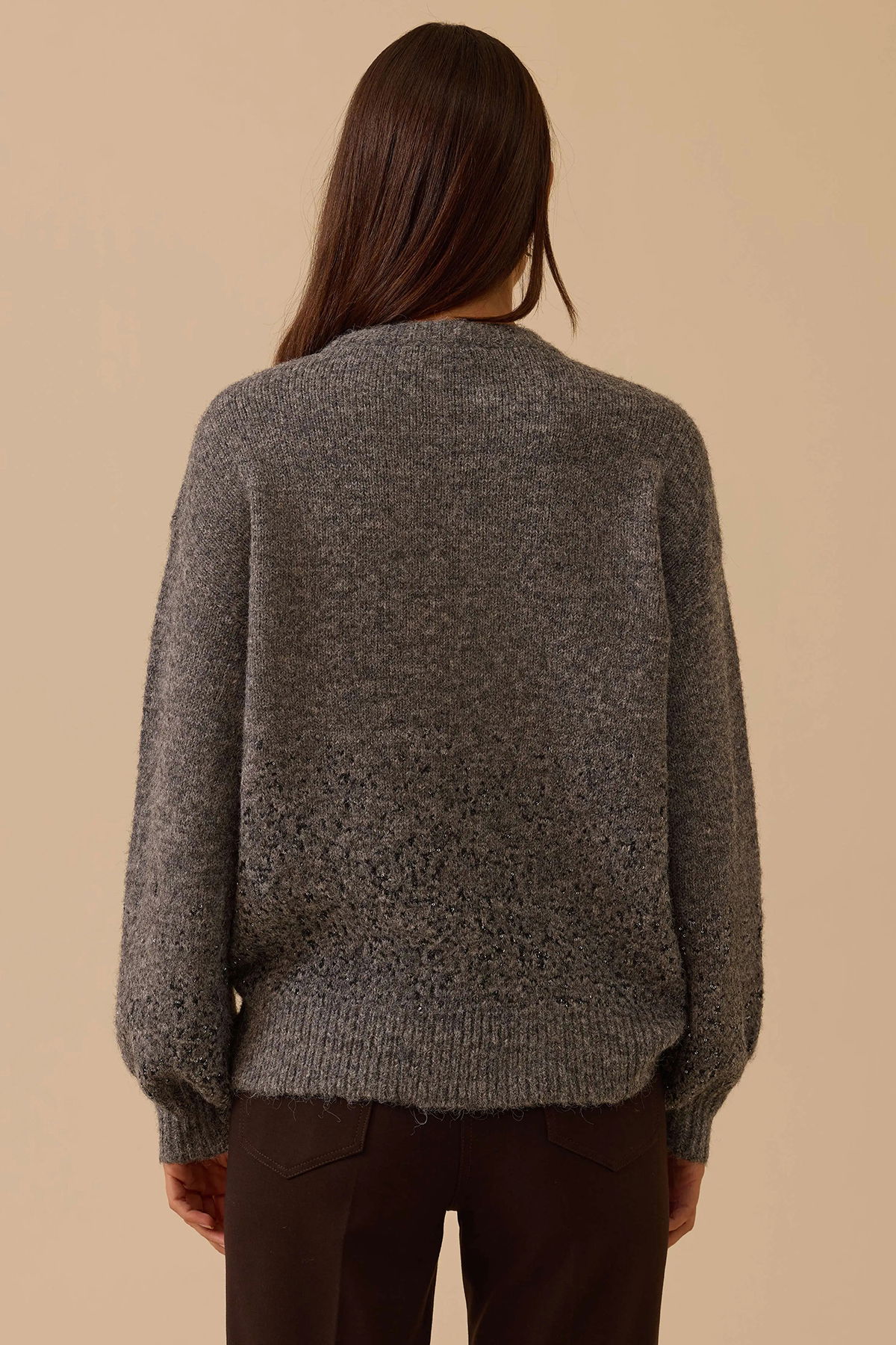 Seçil Kadın Pul Detaylı Triko Kazak 0044 Gri - 4