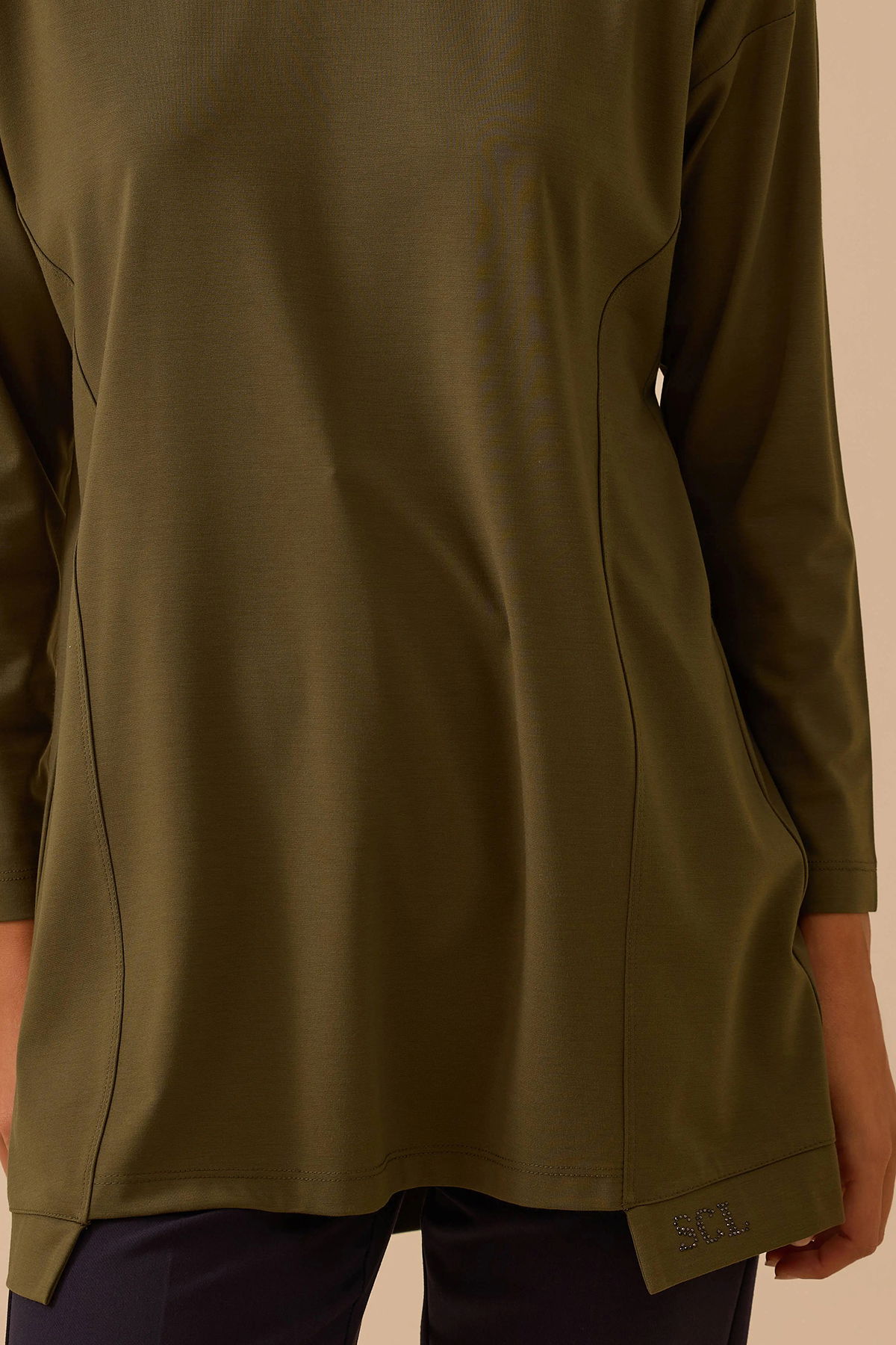 Seçil Kadın Sıfır Yaka Basic Tunik 1025 Haki - 3