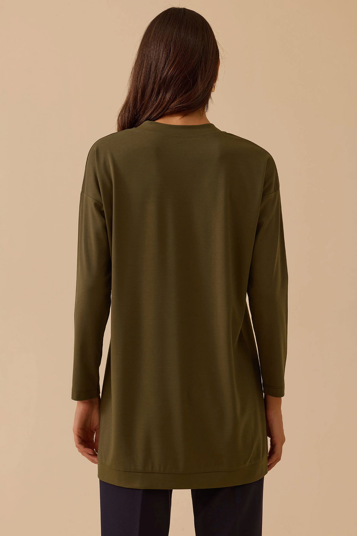 Seçil Kadın Sıfır Yaka Basic Tunik 1025 Haki - 4