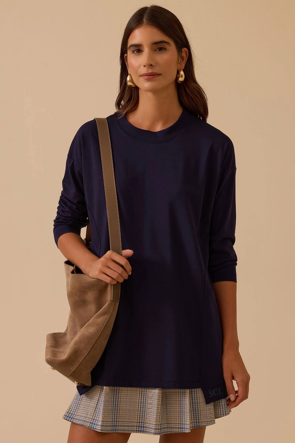 Seçil Kadın Sıfır Yaka Basic Tunik 1025 Lacivert - 2