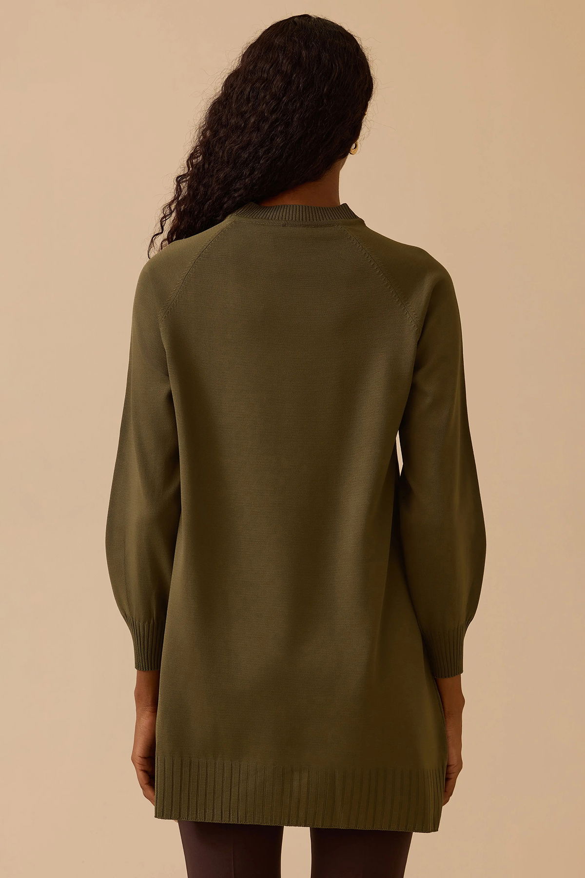 Seçil Kadın Uzun Kollu Basic Triko Tunik 1005 Haki - 4