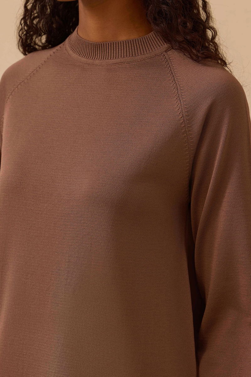 Seçil Kadın Uzun Kollu Basic Triko Tunik 1005 Kahverengi - 3
