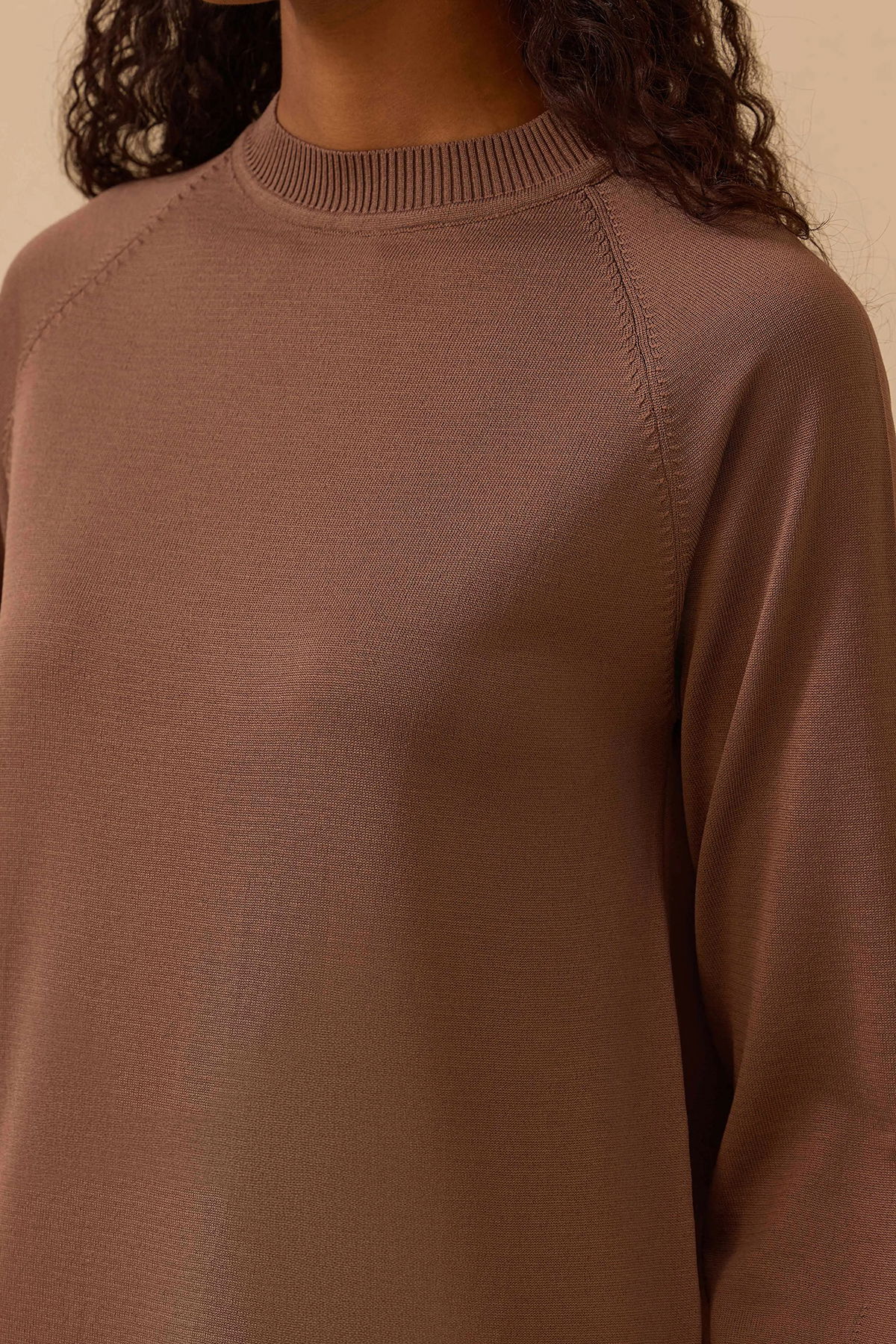 Seçil Kadın Uzun Kollu Basic Triko Tunik 1005 Kahverengi - 3