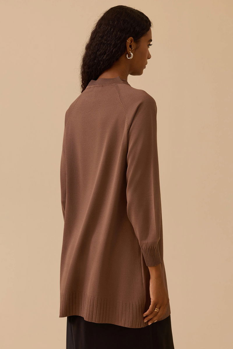 Seçil Kadın Uzun Kollu Basic Triko Tunik 1005 Kahverengi - 4