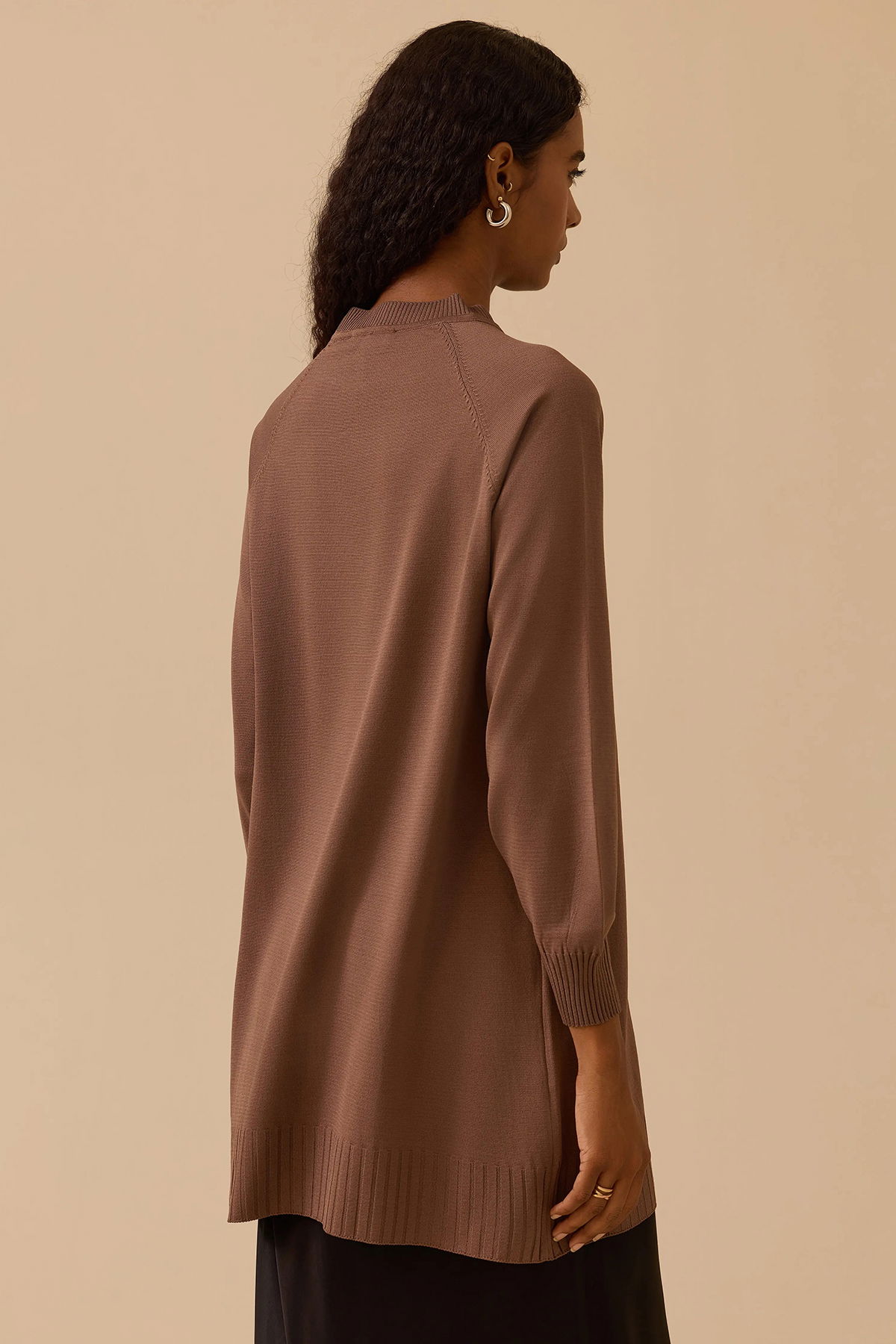 Seçil Kadın Uzun Kollu Basic Triko Tunik 1005 Kahverengi - 4