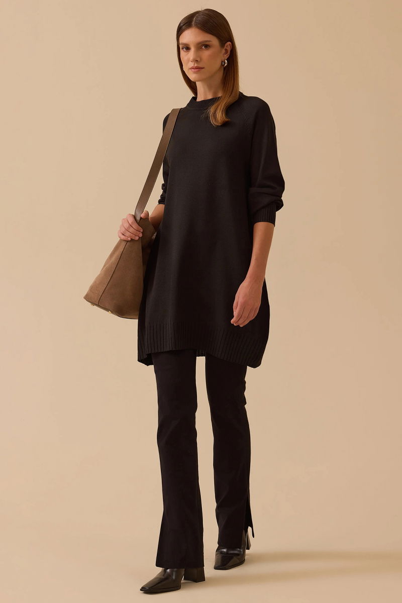 Seçil Kadın Uzun Kollu Basic Triko Tunik 1005 Siyah - 1