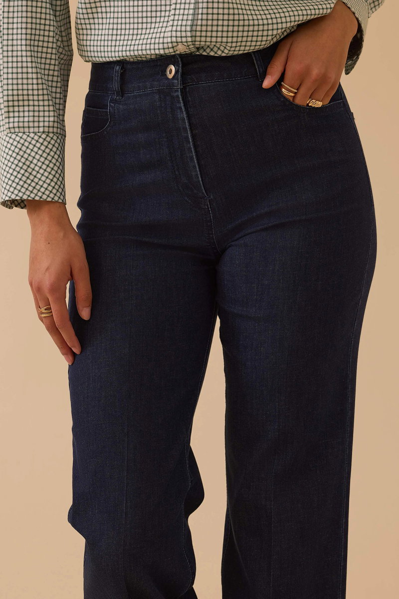 Seçil Kadın Yüksek Bel Boru Paça Denim Pantolon 0001 Lacivert - 2