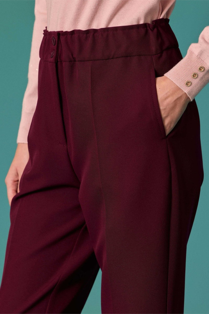 Seçil Kadın Yüksek Bel Havuç Kesim Lena Pantolon Bordo - 2