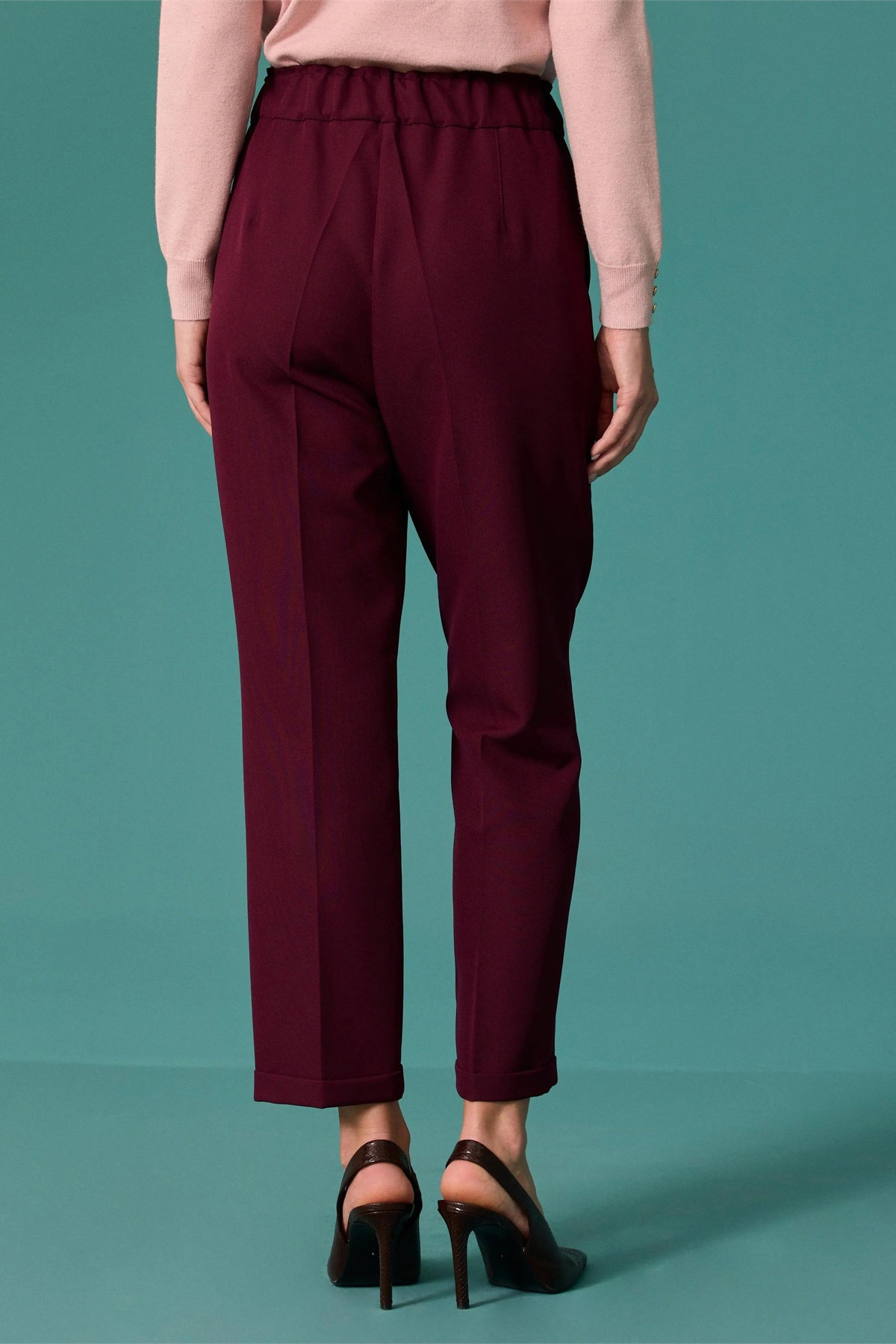 Seçil Kadın Yüksek Bel Havuç Kesim Lena Pantolon Bordo - 3