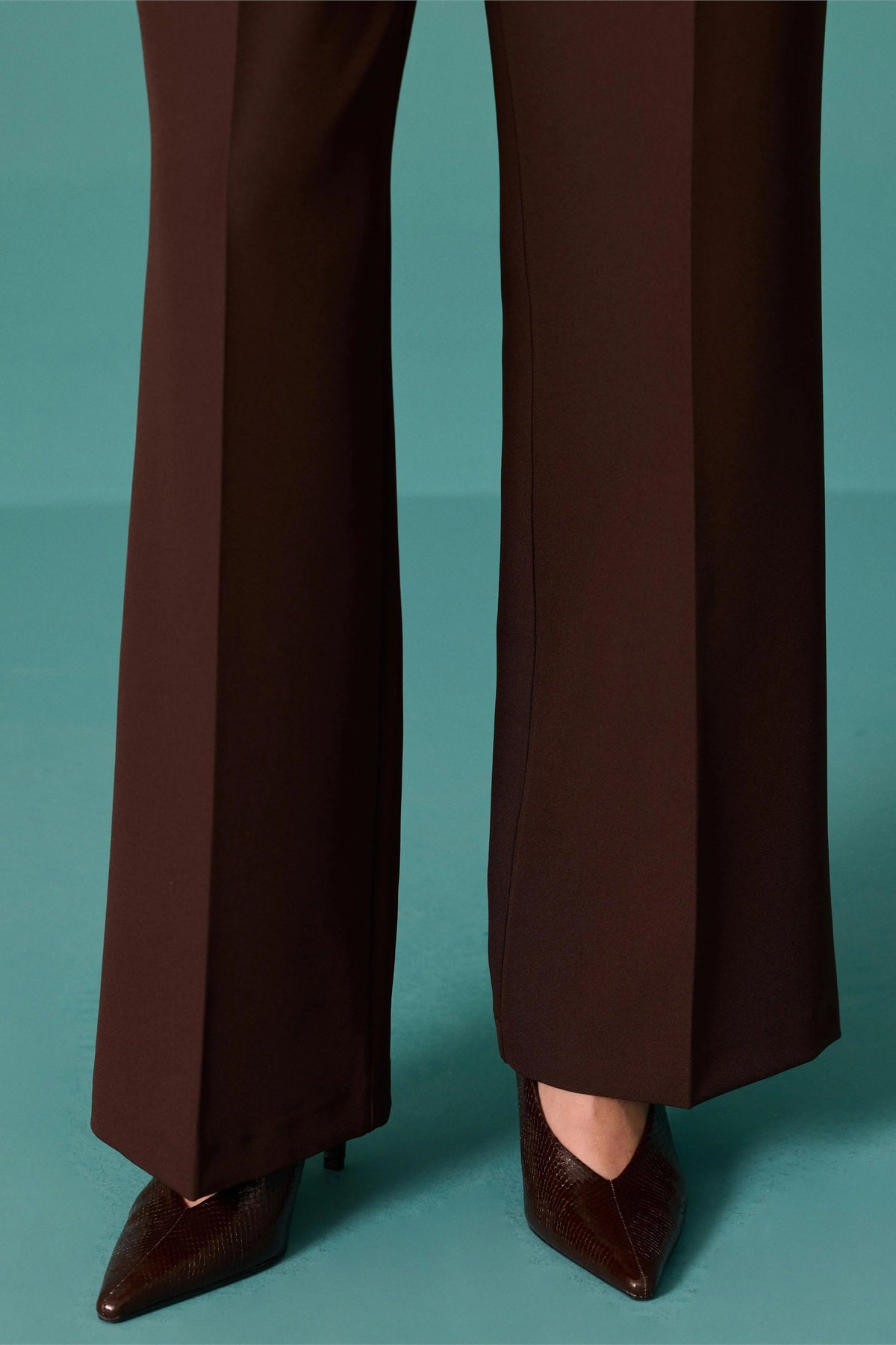 Seçil Kadın Yüksek Bel Lena Boru Paça Pantolon Kahverengi - 3