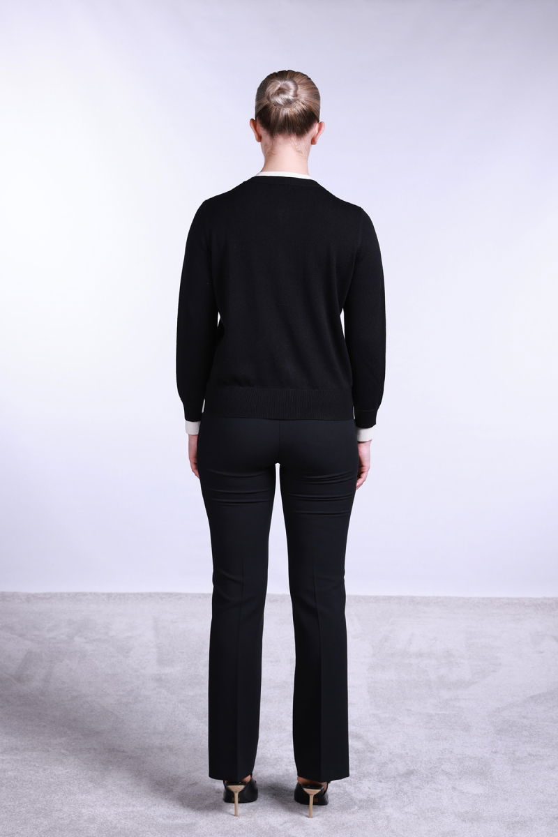 Sempre Kadın Bisiklet Yaka Düğmeli Yün Hırka 2738 Siyah - 3