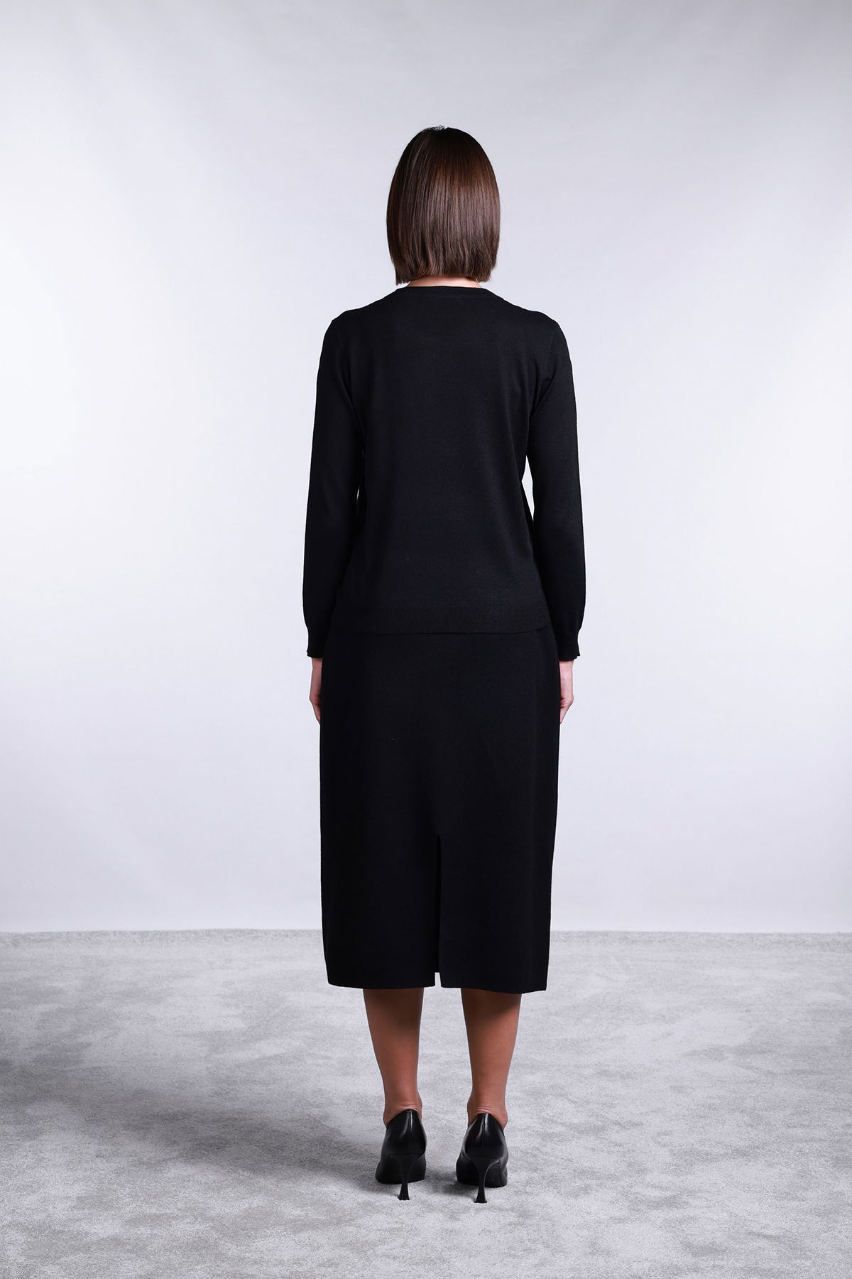 Sempre Kadın Bisiklet Yaka Pul İşlemeli Yün Kazak 2765 Siyah - 4