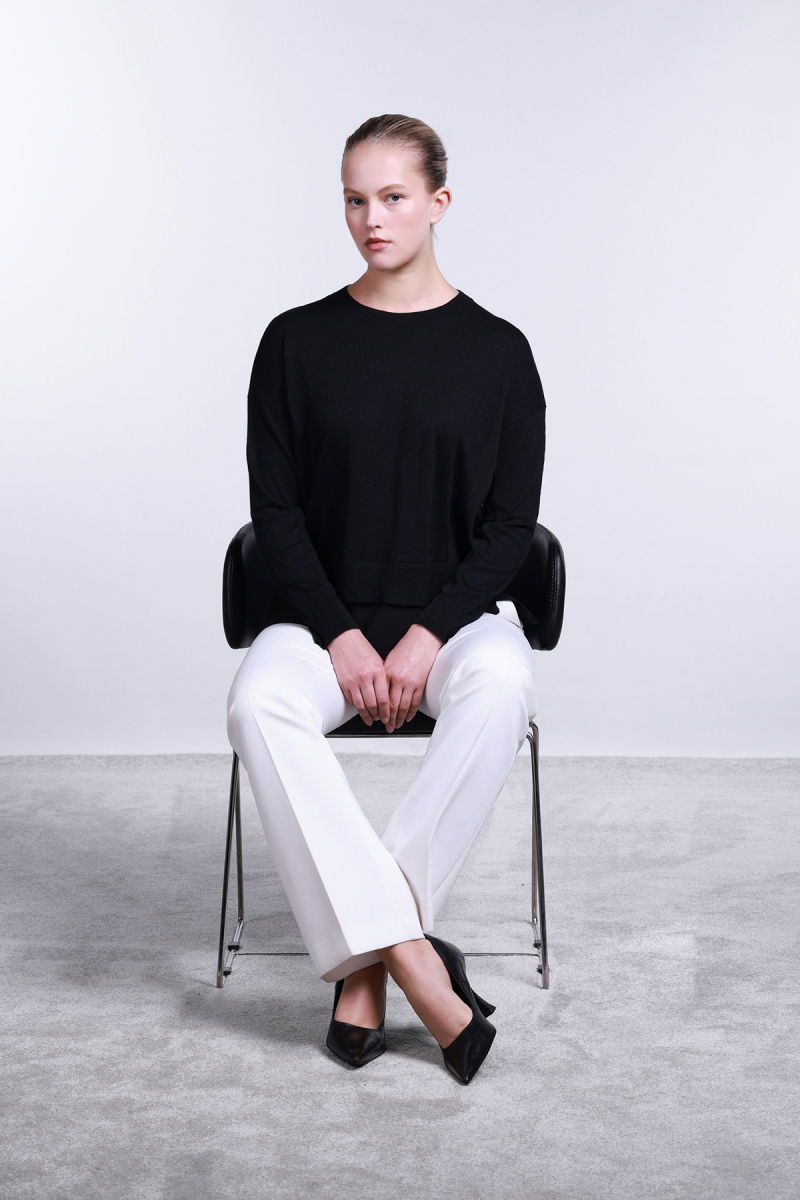 Sempre Kadın Bisiklet Yaka Uzun Kollu Yün Kazak 2724 Siyah-Siyah - Sempre