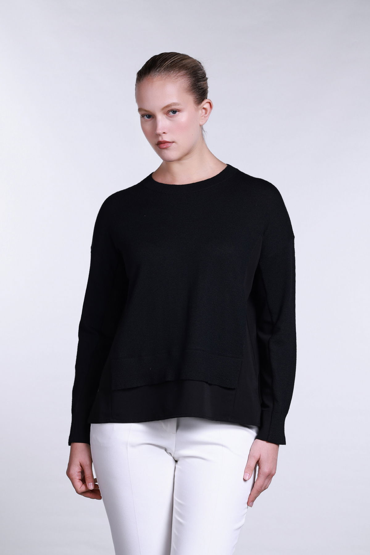 Sempre Kadın Bisiklet Yaka Uzun Kollu Yün Kazak 2724 Siyah-Siyah - 2