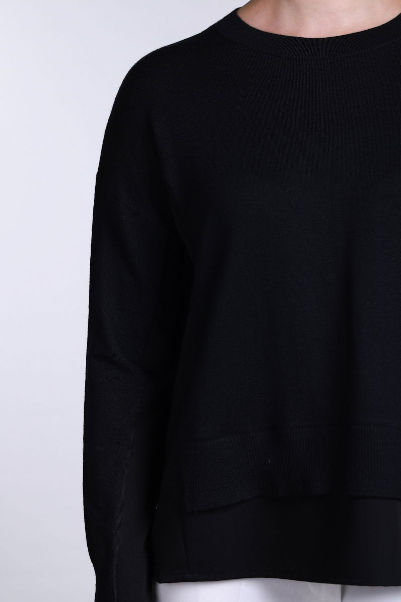 Sempre Kadın Bisiklet Yaka Uzun Kollu Yün Kazak 2724 Siyah-Siyah - 3