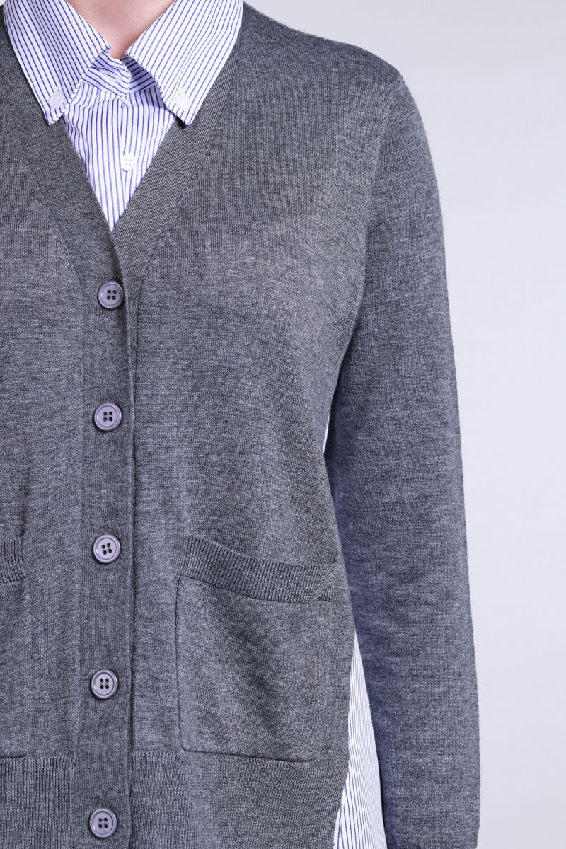 Sempre Kadın İç Gömlek Detaylı Yünlü Hırka 2725 Gri - 3