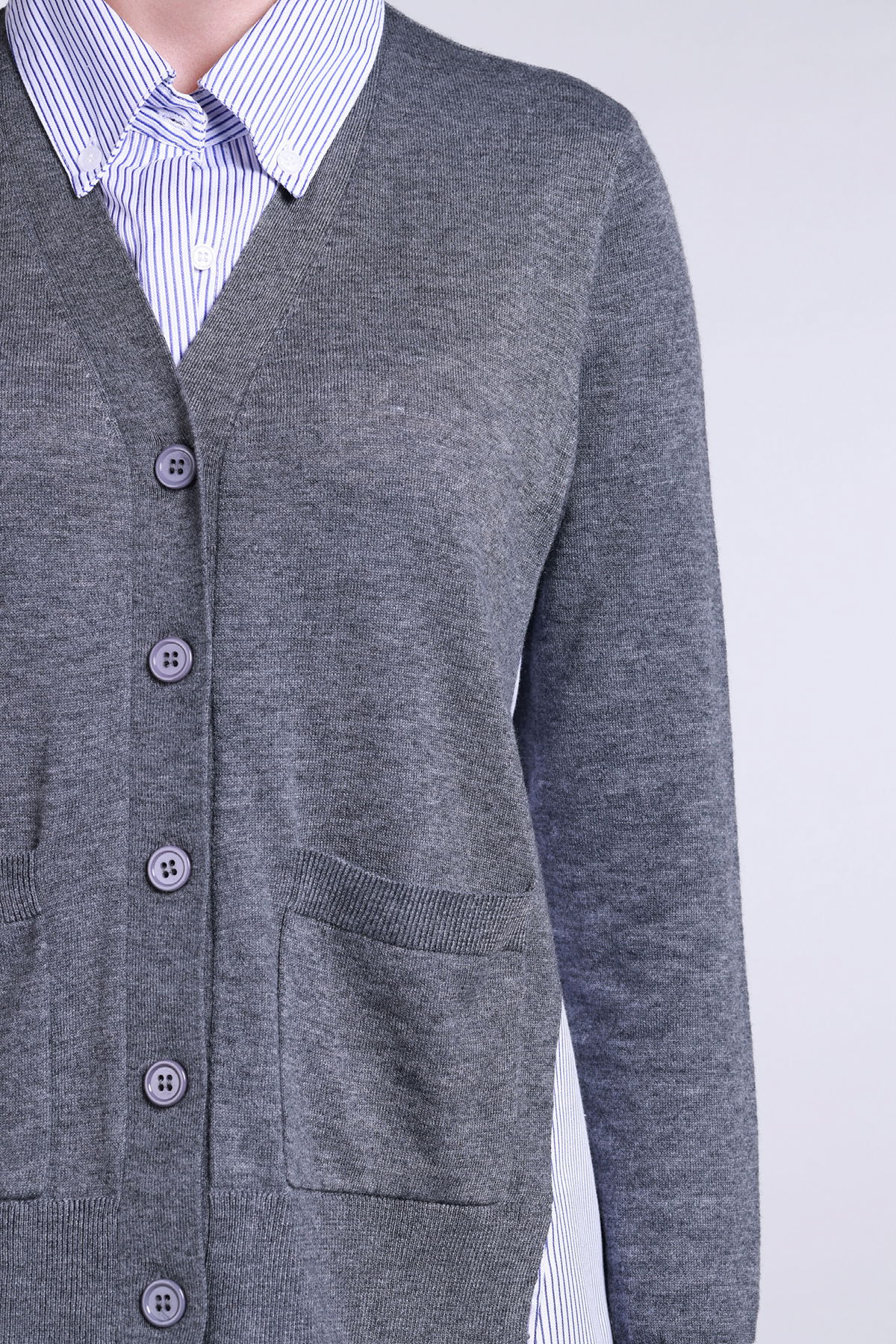 Sempre Kadın İç Gömlek Detaylı Yünlü Hırka 2725 Gri - 3