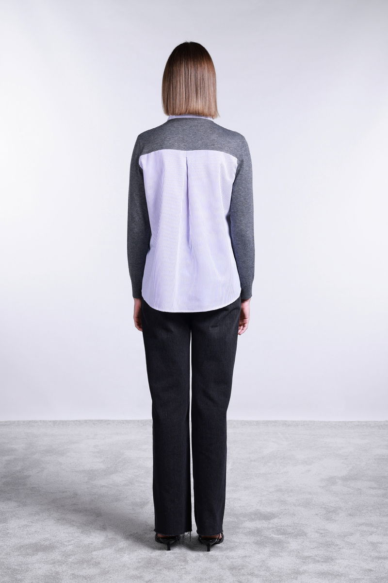 Sempre Kadın İç Gömlek Detaylı Yünlü Hırka 2725 Gri - 4