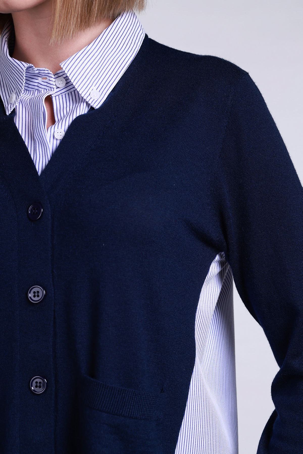 Sempre Kadın İç Gömlek Detaylı Yünlü Hırka 2725 Lacivert - 3