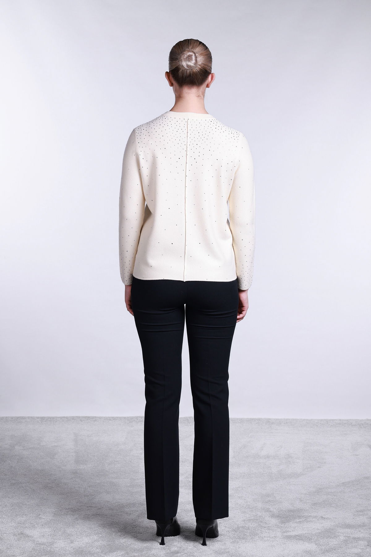 Sempre Kadın Taş Süslemeli Torba Cepli Hırka 2700 Fildişi - 3