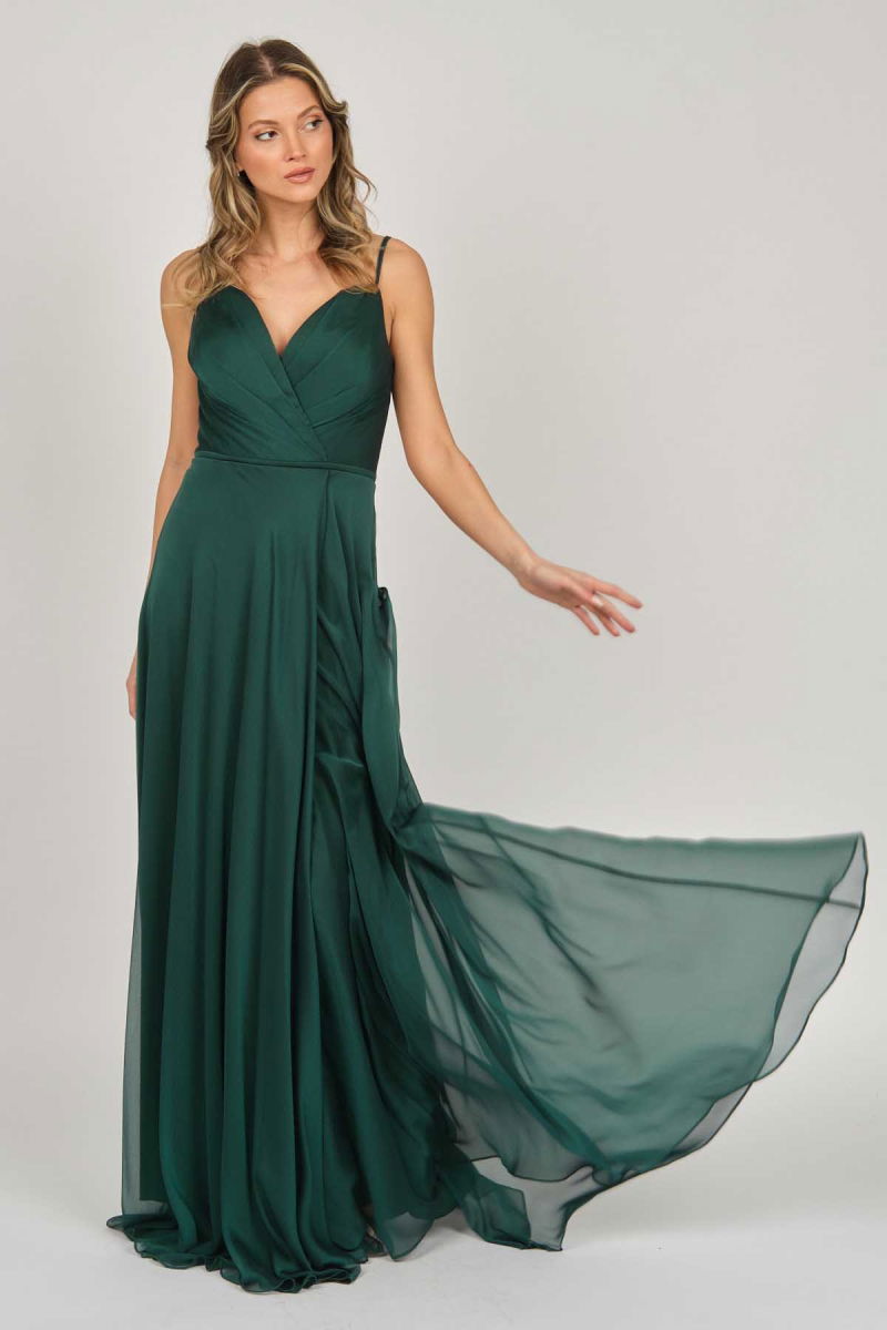 Şeref Vural Kadın Askılı Şifon Abiye Elbise 5437817 Nefti - 3