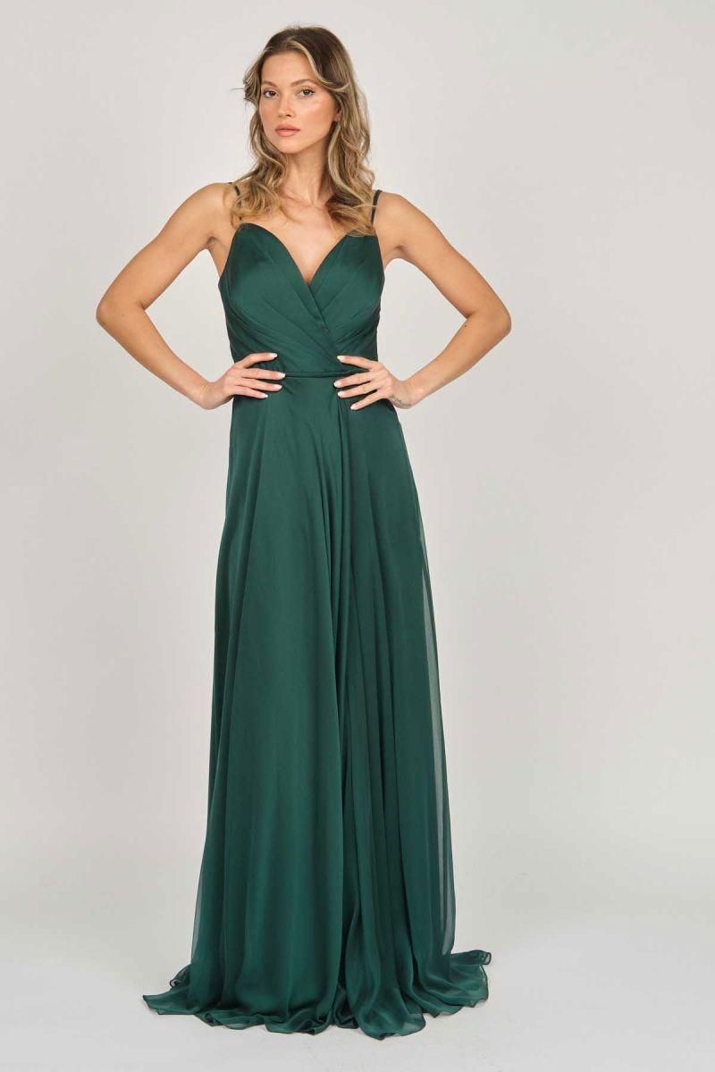 Şeref Vural Kadın Askılı Şifon Abiye Elbise 5437817 Nefti - 6