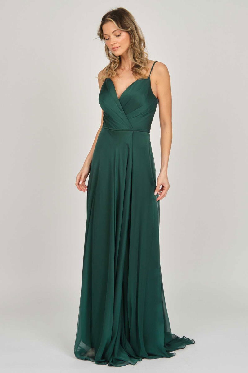 Şeref Vural Kadın Askılı Şifon Abiye Elbise 5437817 Nefti - 7