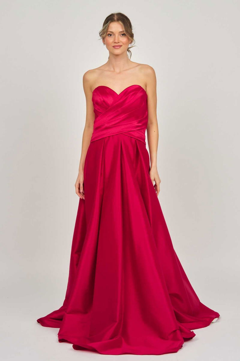 Şeref Vural Kadın Straplez Uzun Abiye Elbise 5437827 Kırmızı - 6