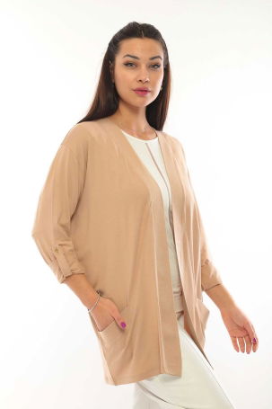 Sistas Kadın Cep Detaylı Hırka 3419 Camel - 1