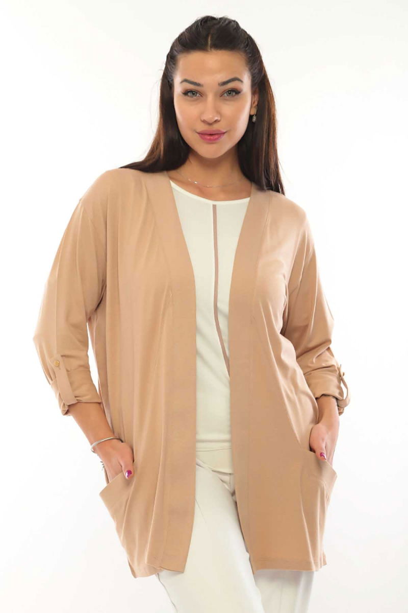 Sistas Kadın Cep Detaylı Hırka 3419 Camel - 2