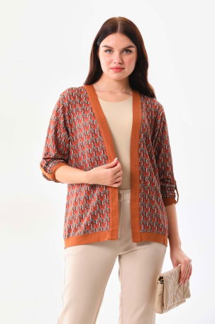 Sistas Kadın Desenli Kol Detaylı Ceket 23959 Camel - 1