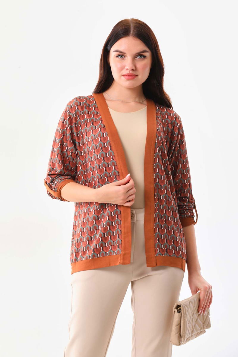 Sistas Kadın Desenli Kol Detaylı Ceket 23959 Camel - 1