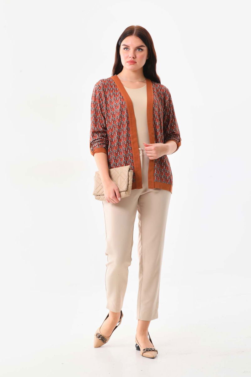 Sistas Kadın Desenli Kol Detaylı Ceket 23959 Camel - 2