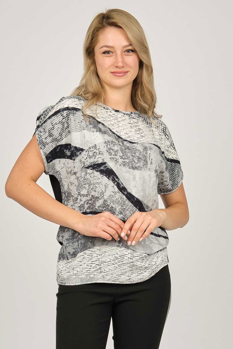 Sistas Kadın Desenli Penye Bluz 6699290 Siyah - Sistas