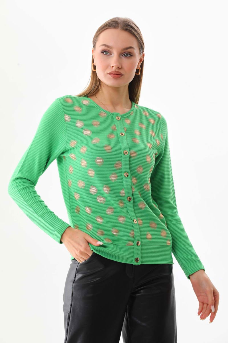 Sistas Kadın Gold Puantiyeli Uzun Kol Hırka 23977 Benetton 