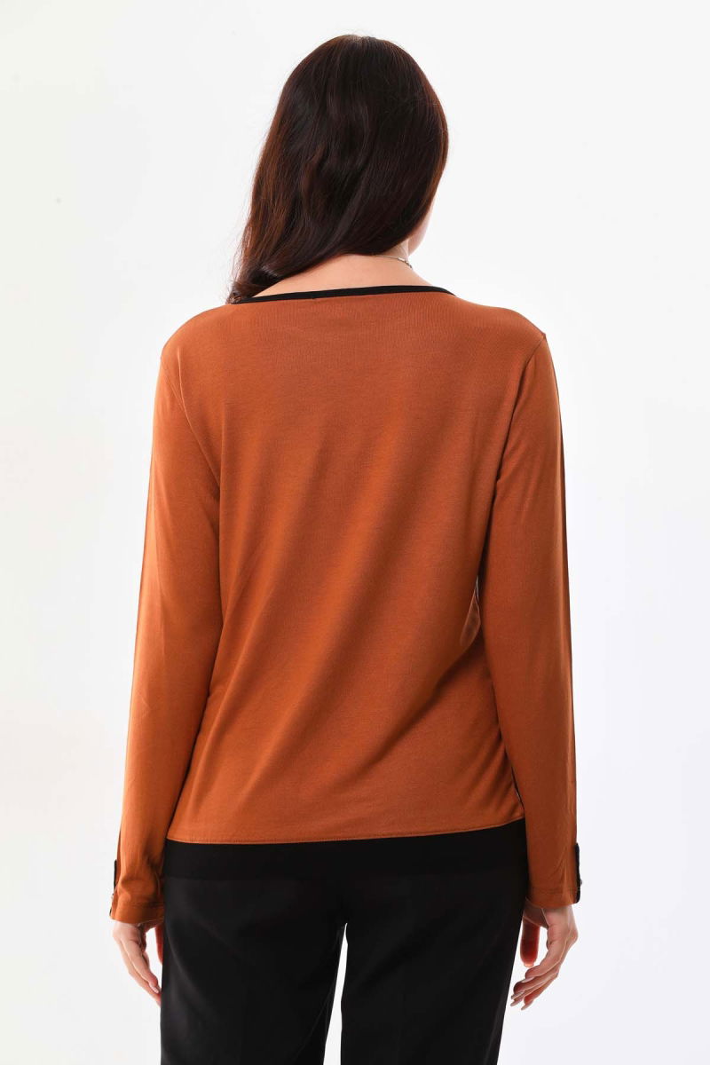 Sistas Kadın Kol Düğme Detaylı Uzun Kol Bluz 23542 Camel - 5