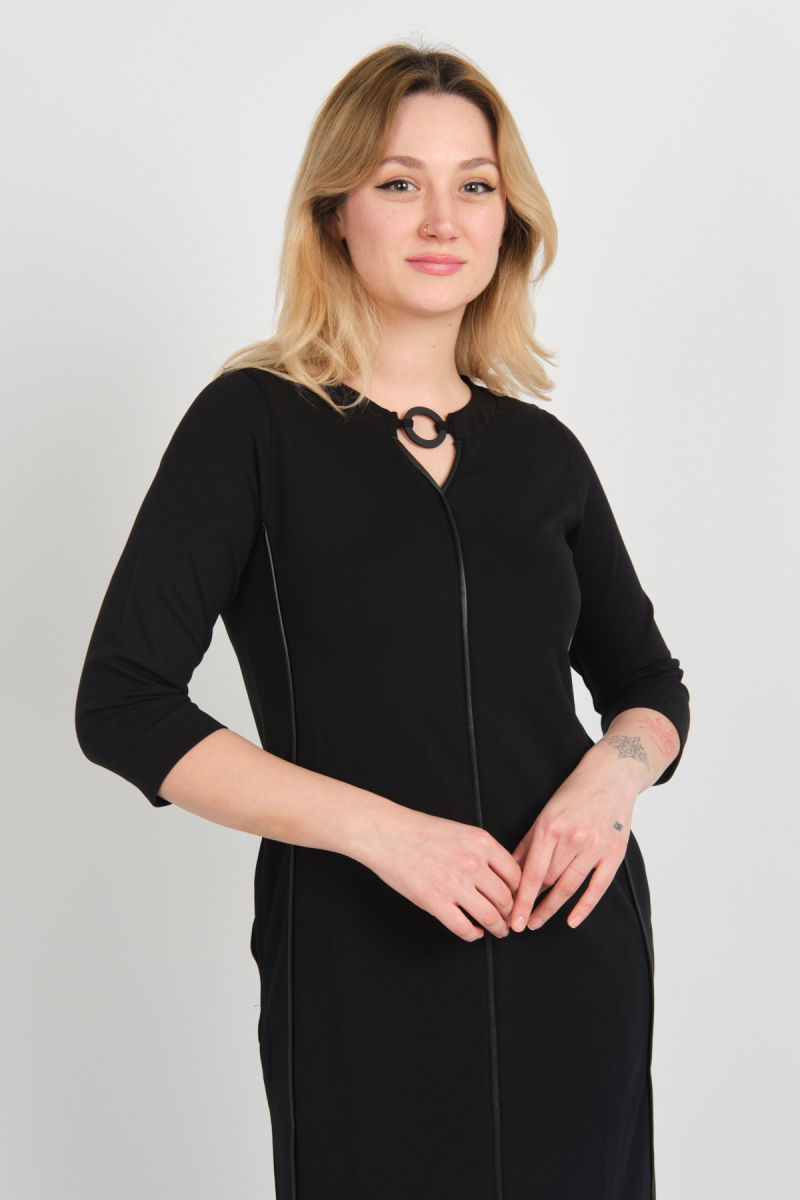 Sistas Kadın Yaka Detaylı Reglan Kol Elbise 23822 Siyah - 3