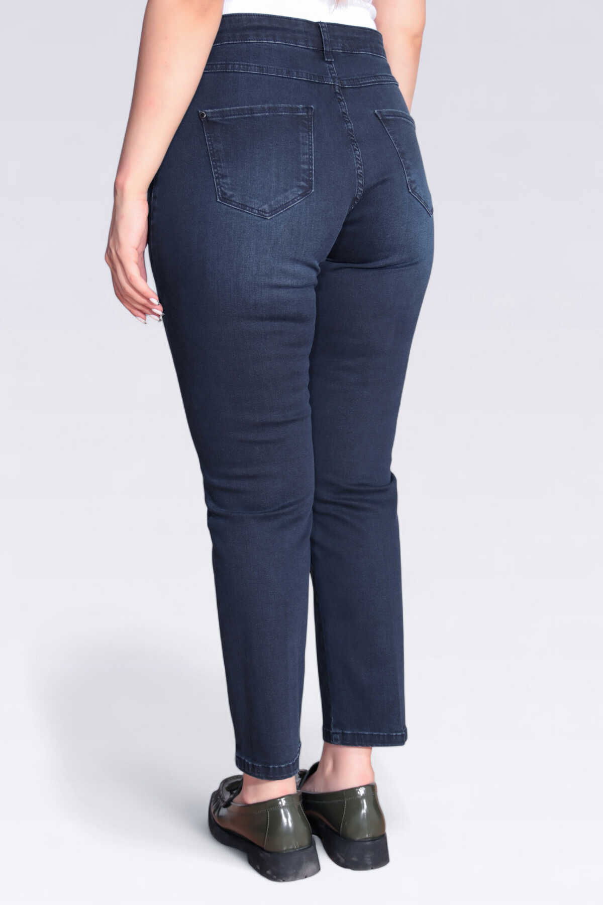 Tolga Saraçoğlu Kadın Dar Paça Bilek Boy Kot Pantolon 30296 Lacivert - 4