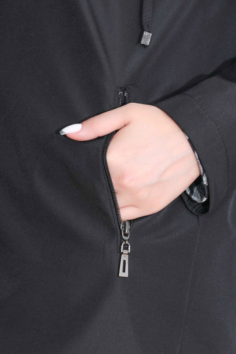 Tolga Saraçoğlu Kadın Demonte Kapüşon Devrik Yaka Rahat Kesim Trençkot 60131 Siyah - 4