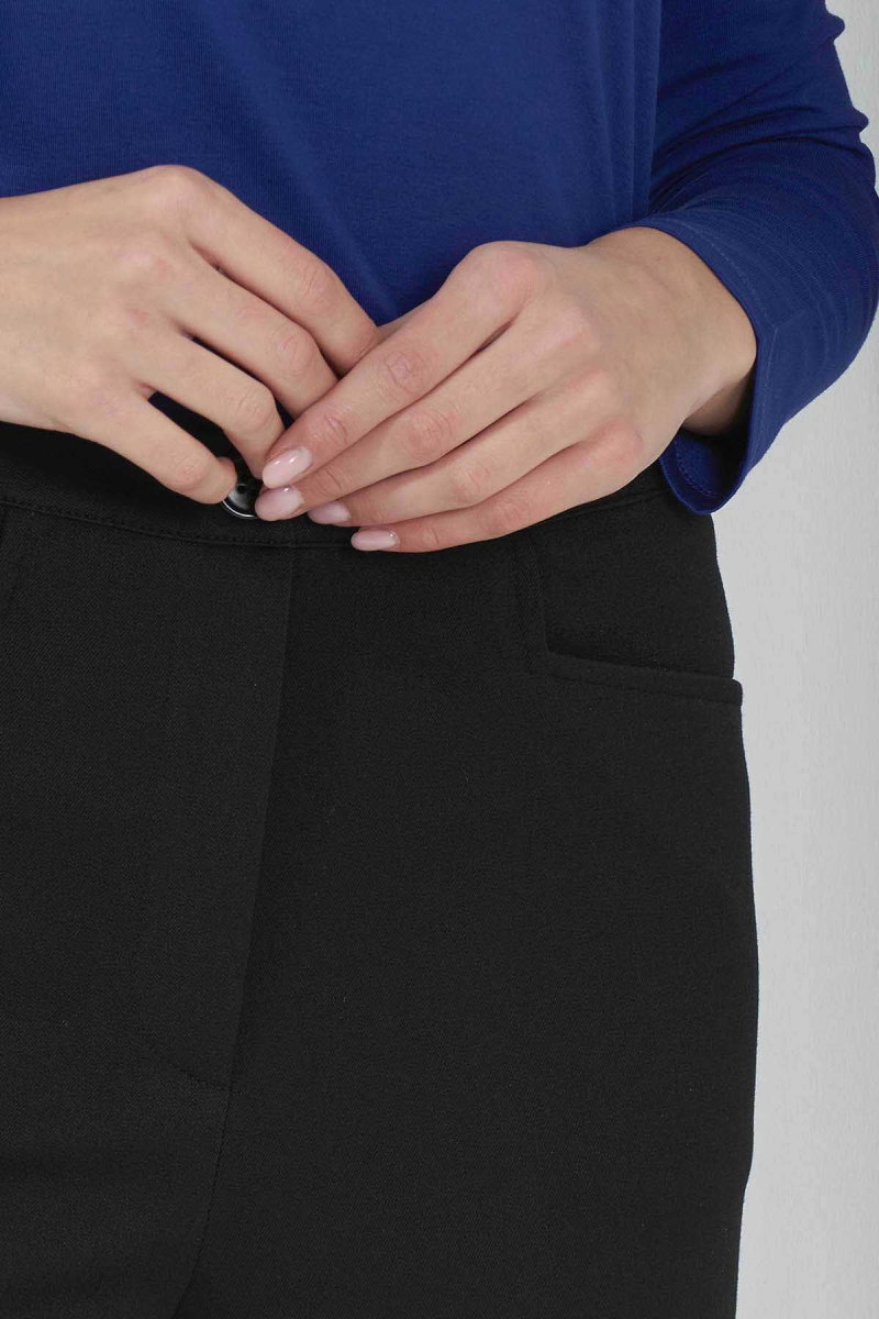 Tolga Saraçoğlu Kadın Gizli Lastik Boru Paça Gabardin Pantolon 430082 Siyah - 4