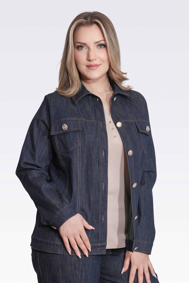 Tolga Saraçoğlu Kadın Şık Düğme Detaylı Denim Ceket 50166 Lacivert - Tolga Saraçoğlu
