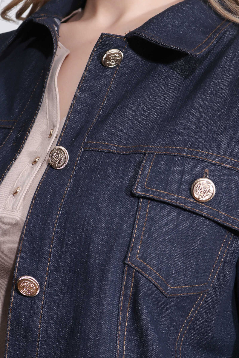 Tolga Saraçoğlu Kadın Şık Düğme Detaylı Denim Ceket 50166 Lacivert - 4